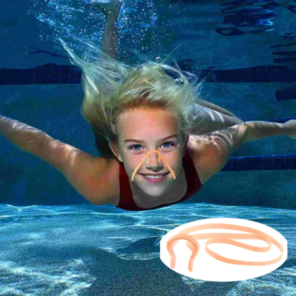 مع سلسلة السباحة مشبك الأنف اللاتكس مربوط سيليكون حبل مشبك الأنف لينة قابلة لإعادة الاستخدام السباحة الأنف المقابس بركة الملحقات