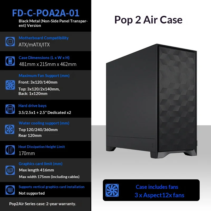 White Mid‑Tower ATX PC Case, Tempered‑Glass Side Panel, RGB, Air & Water‑Cooling Supported