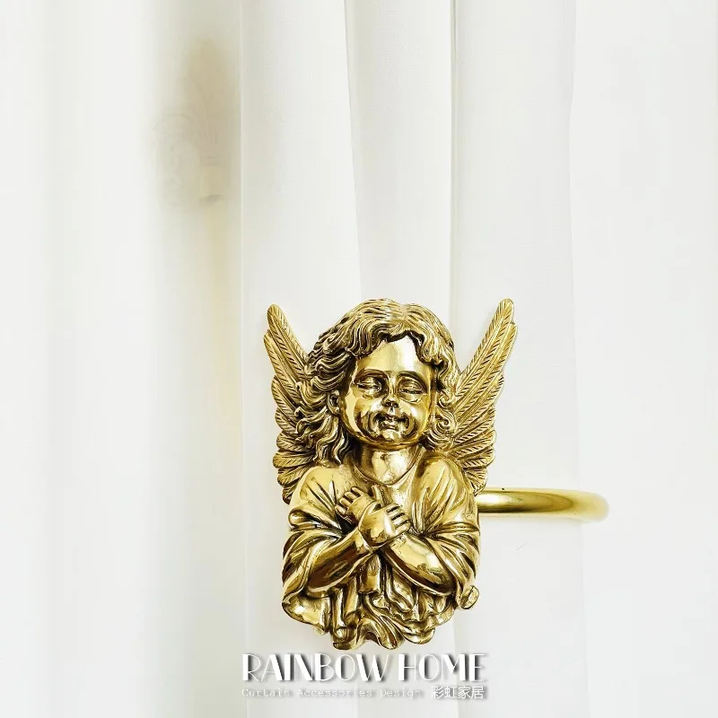 Handmade lost wax meditation angel brass curtain hook wall hook curtain strap hook living room bedroom European American