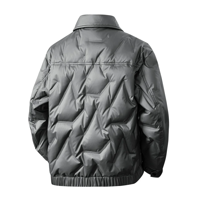 New Men's Outdoor Sports and Leisure Down Jacket with A Large Collar Solid Color Fashion Trend Cold Proof and Warm Down Jacket