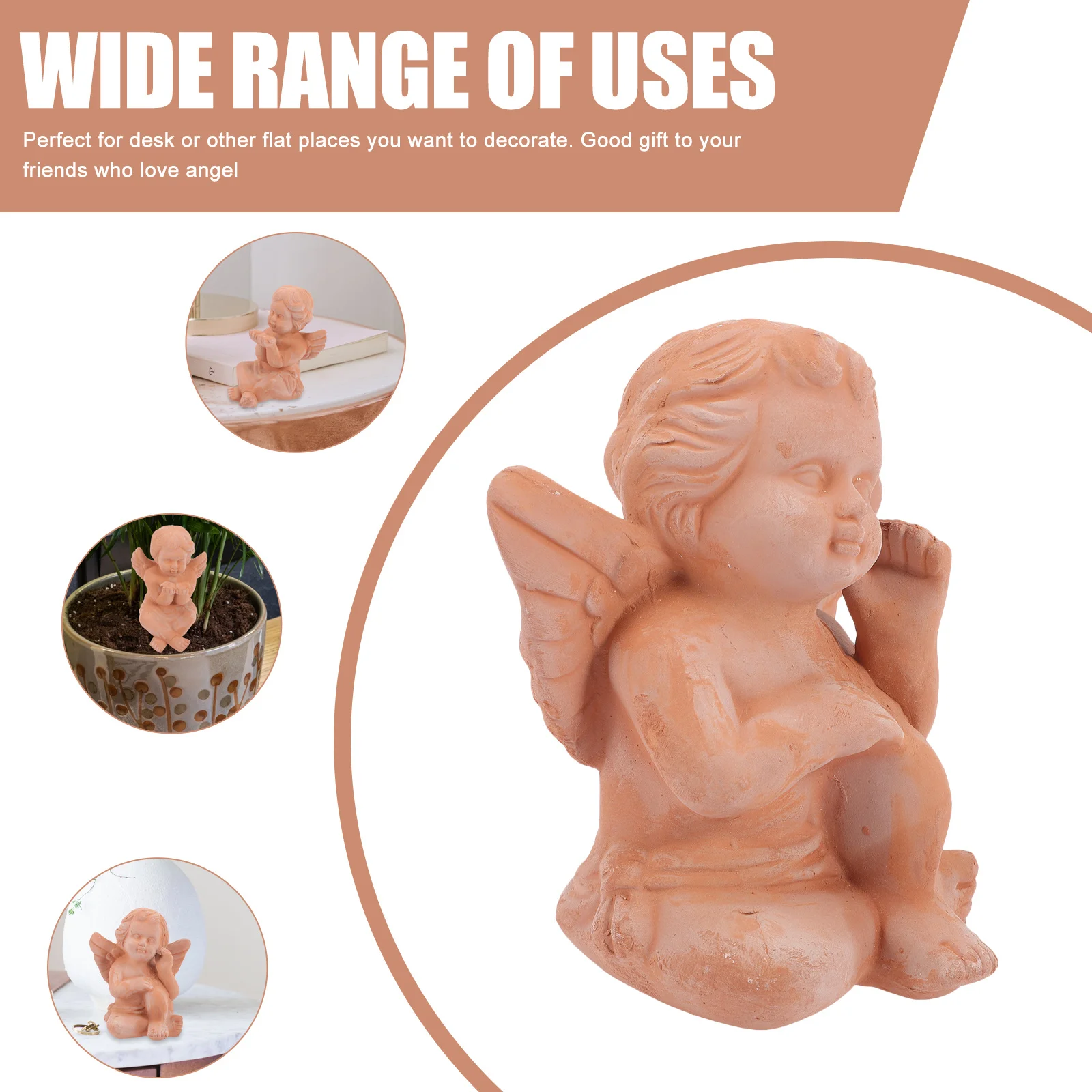 

2Pcs Pottery Angel Sculpture Decorative Artware Stable Design Home Office Adornment Adornment Adorable