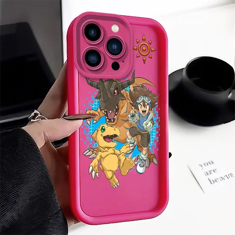 Anime D-Digital Monster Digimon Silicone Phone Case for iPhone 14 15 Pro Max 13 12 11 X XS XR 7 8 Plus SE 2020 Shockproof Cover