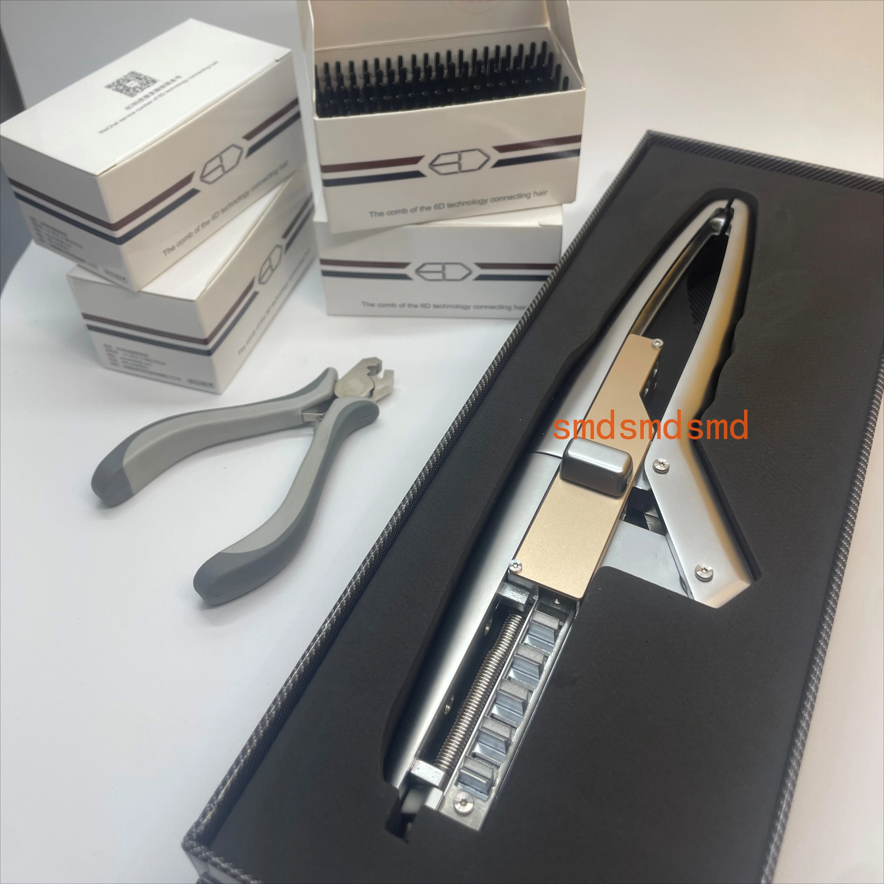 New 6D First Second Third Generation Hair Extension Machine with Plier Set with Extension Strands/Quick and Seamless Extension