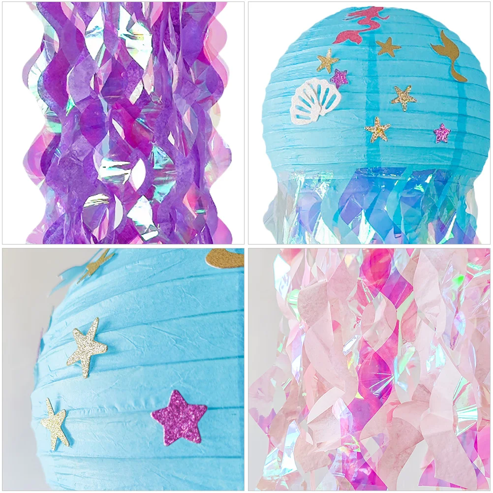 

3 Pcs Jellyfish Paper Lanterns Decorative Hanging Festival Lantern Home Yard Garden Party Scene Props Indoor Lighting