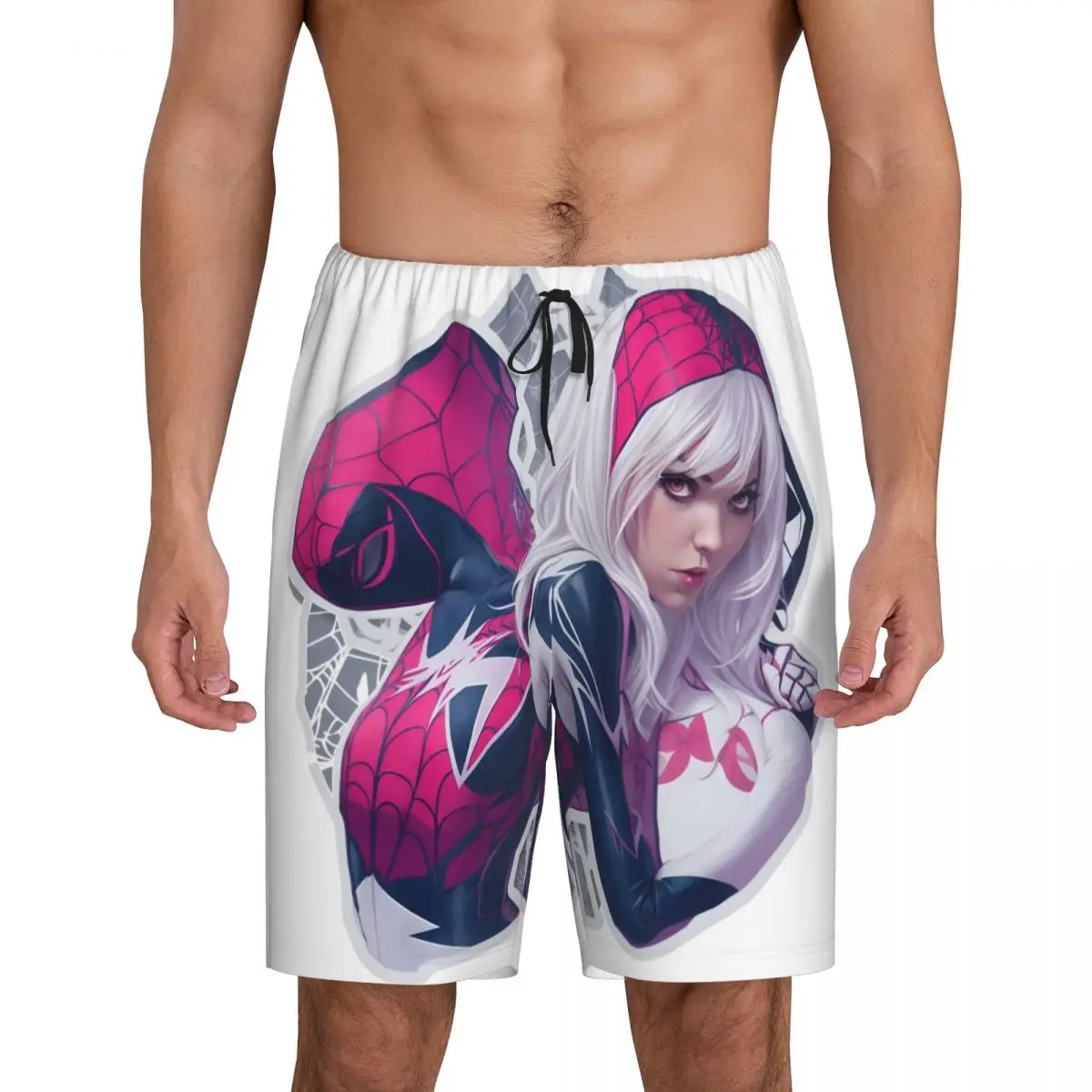 Custom Printed Men's Ghost Spider Girl Pajama Bottoms Sleepwear Pjs Sleep Shorts with Pockets