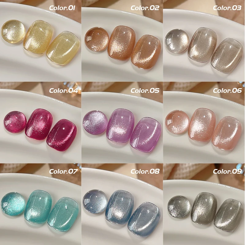 Kaniu 9 قطعة المغناطيسي القط العين هلام مسمار مجموعة طلاء الأظافر لامعة كريستال القط العين هلام شبه دائم نقع قبالة الأشعة فوق البنفسجية هلام عدة مسمار الفن مانيكير