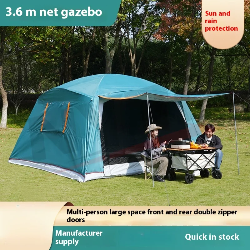 

Outdoor Camping Tent Portable Canopy 5-8 People Sunshade Rainproof and Sunscreen One Bedroom and One Living Room Beach Tent