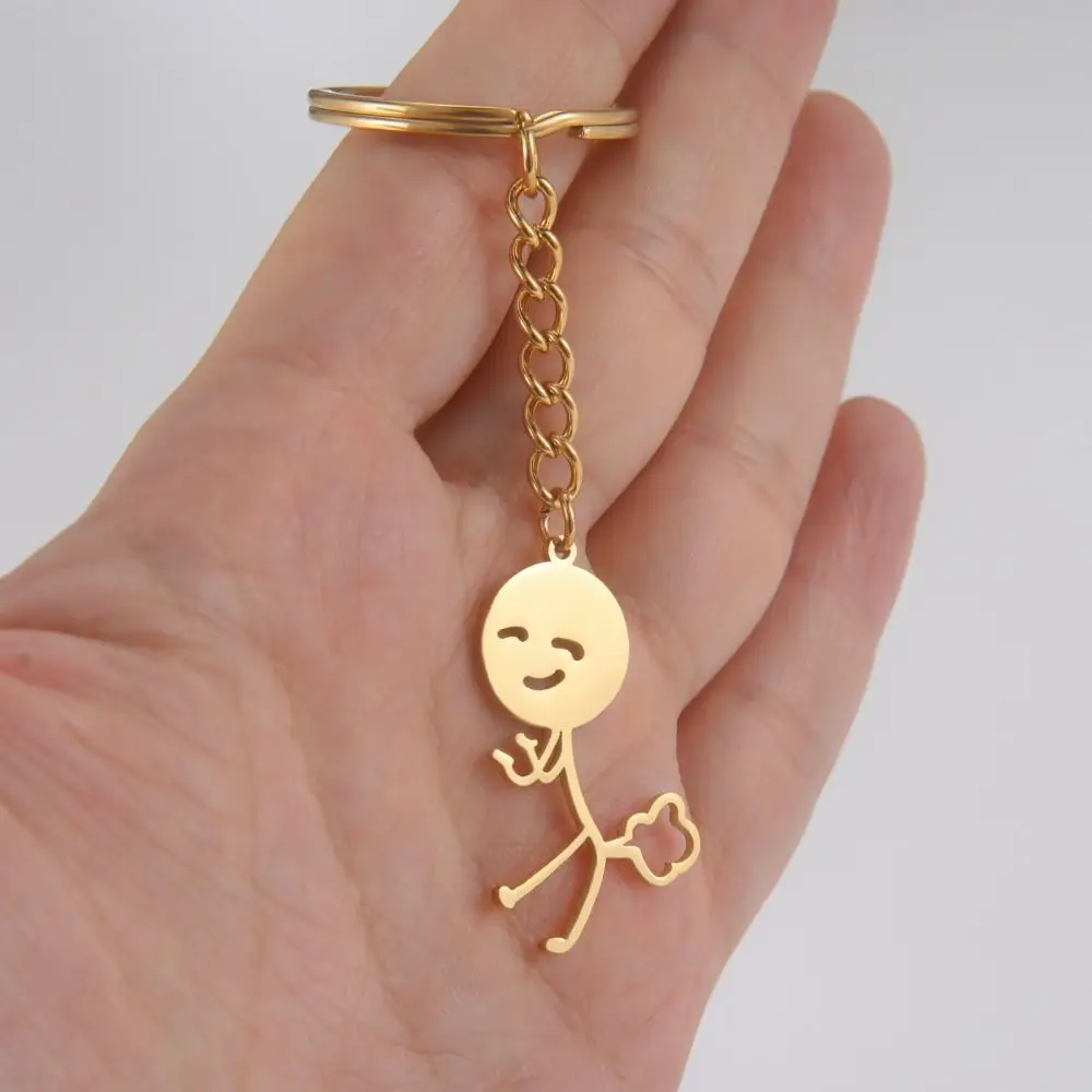 Middle Finger Stickman Keychain Interesting Bag Pendant Couple Keychain Personality Cute Match People Keyring Trinket