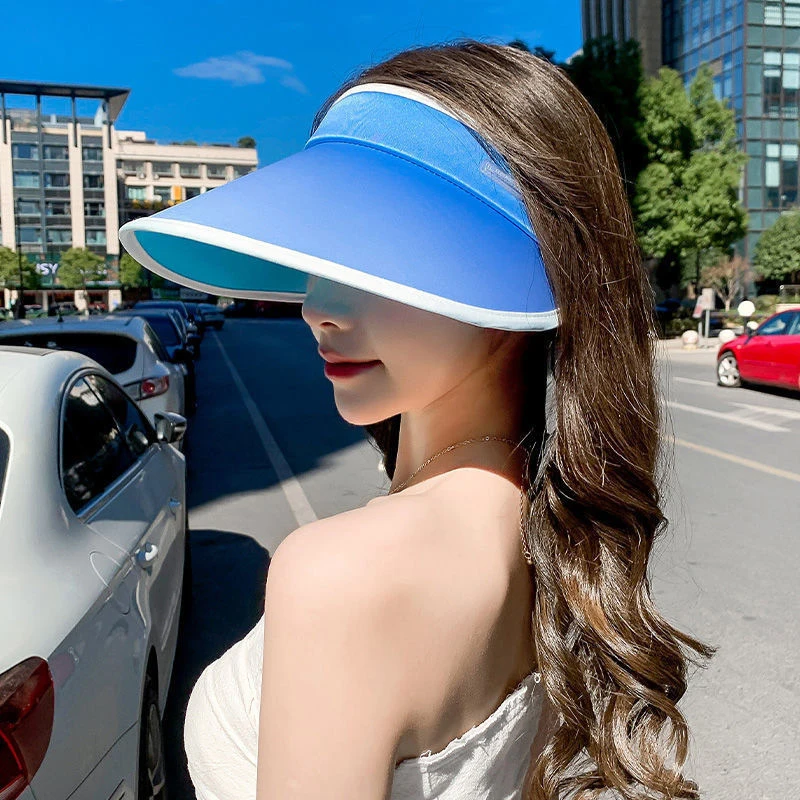 

New Summer Empty Top Sun Hat Anti Uv Female Outdoor Visor Cap Casual Shade Hat Gradient Wide Large Brim Beach Sunhat Lady