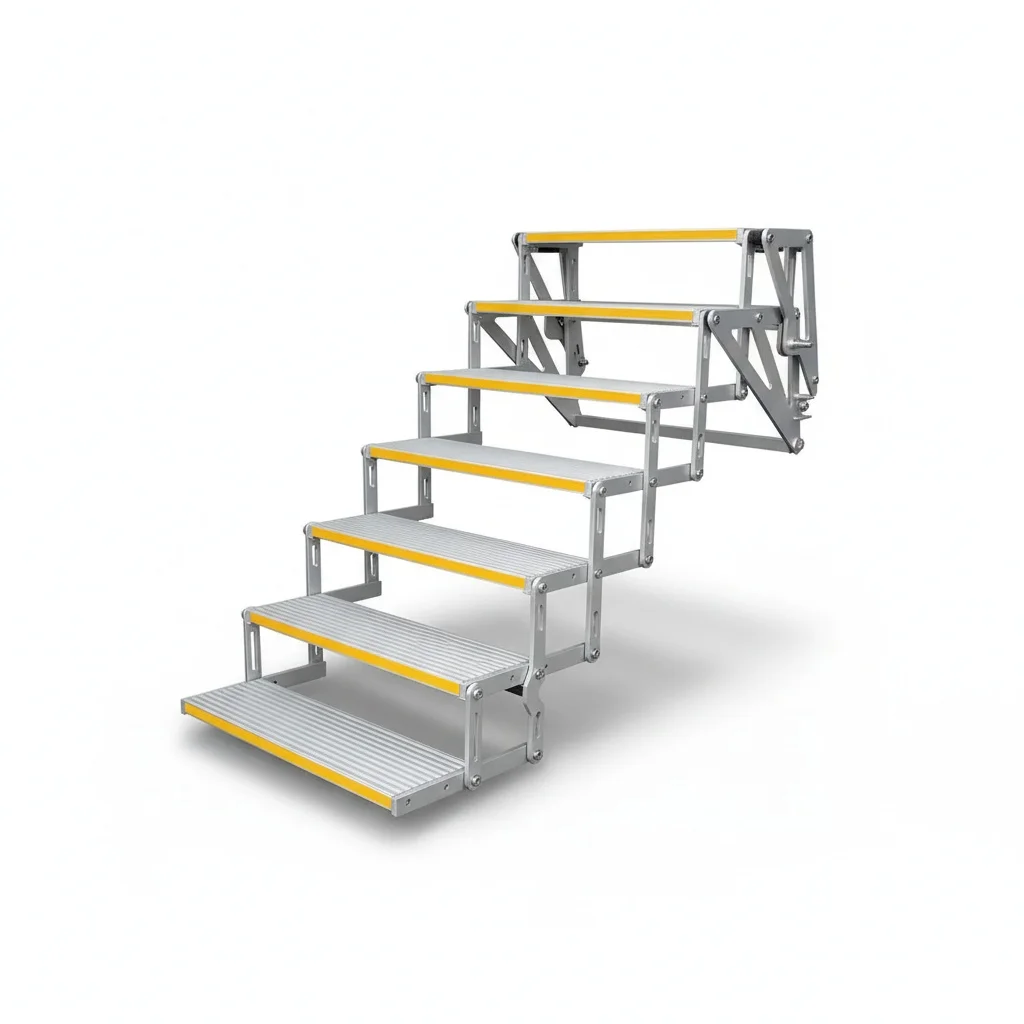 Aluminum Folding Step, 600 x 300 mm Electric Boarding Step, Heavy Duty Slide-out Access Step for Motorhomes, Trucks, RV and Vans
