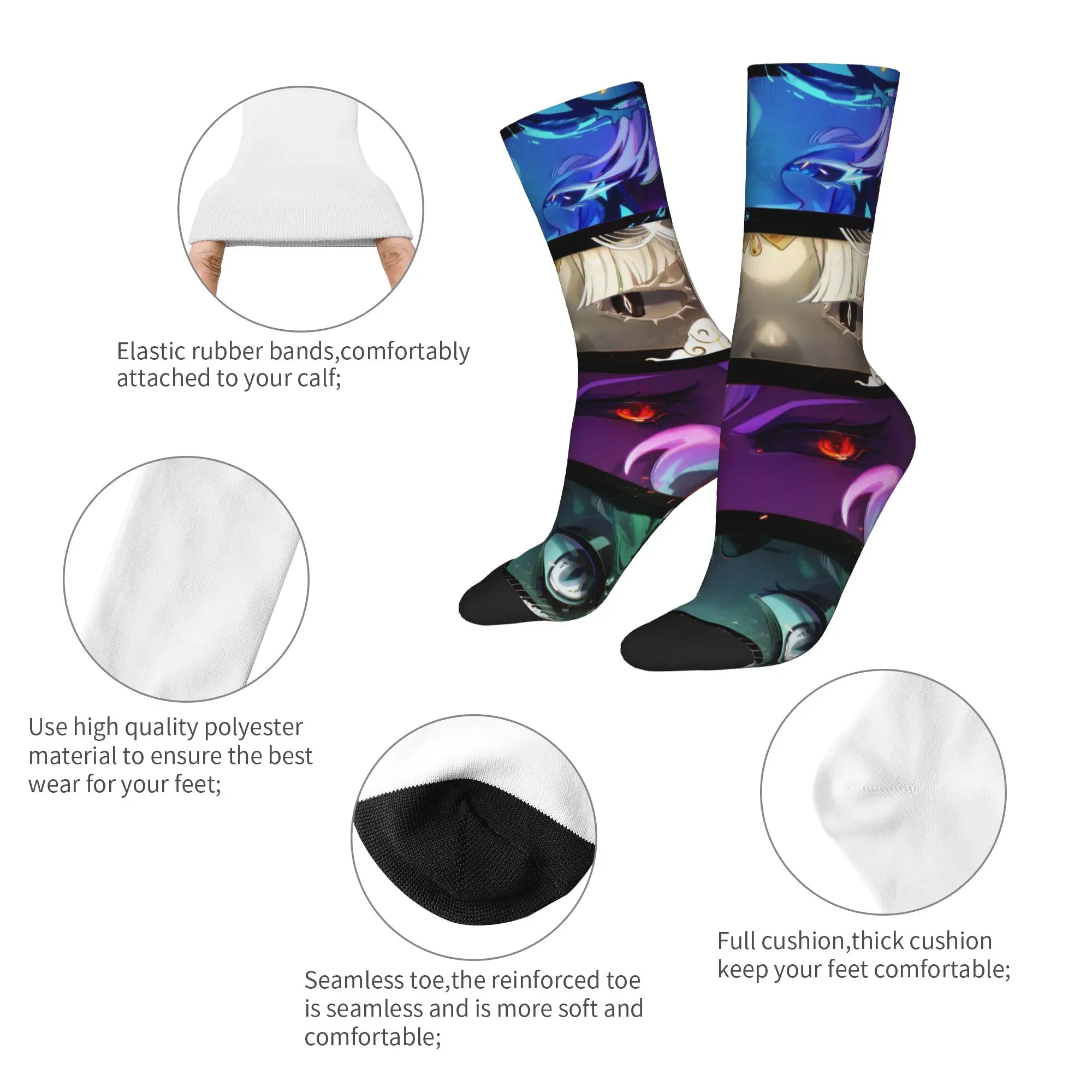 Colorful Shadow Milk Cookie Run Kingdom Anime Football Socks CRK Game Polyester Long Socks for Women Men Breathable