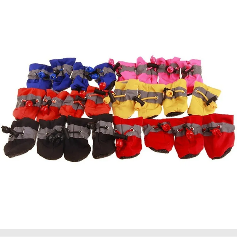 4pcs Waterproof Pet Dog Shoes Anti-slip Rain Snow Boot Thick Warm For Small Cats Dogs Puppy Dog Socks Booties