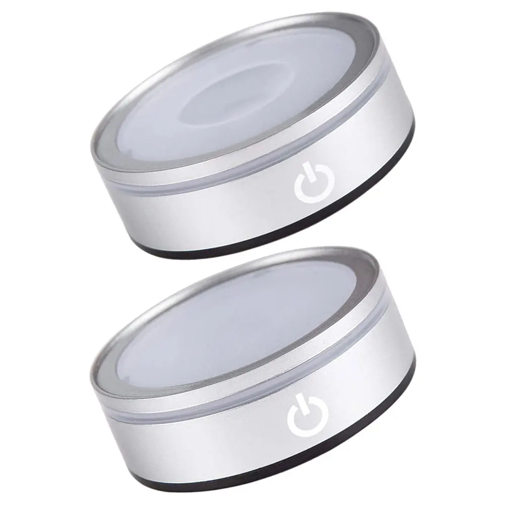 

2pcs LED Touch Switch Crystal Ball Lamp Base 8cm Silver Plastic Stand Holder for Crystals Colorful Lighting Display