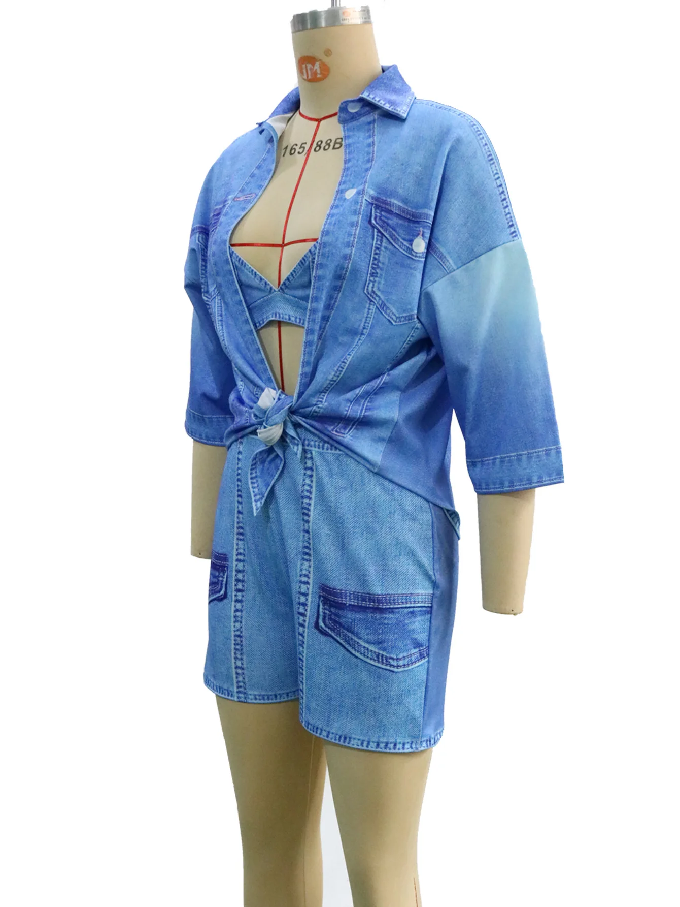 Conjunto de pantalones para mujer, conjuntos de tres piezas con cuello vuelto, conjuntos a juego con tirantes, Tops sexys informales sin mangas, pantalones cortos con cordones y cintura alta