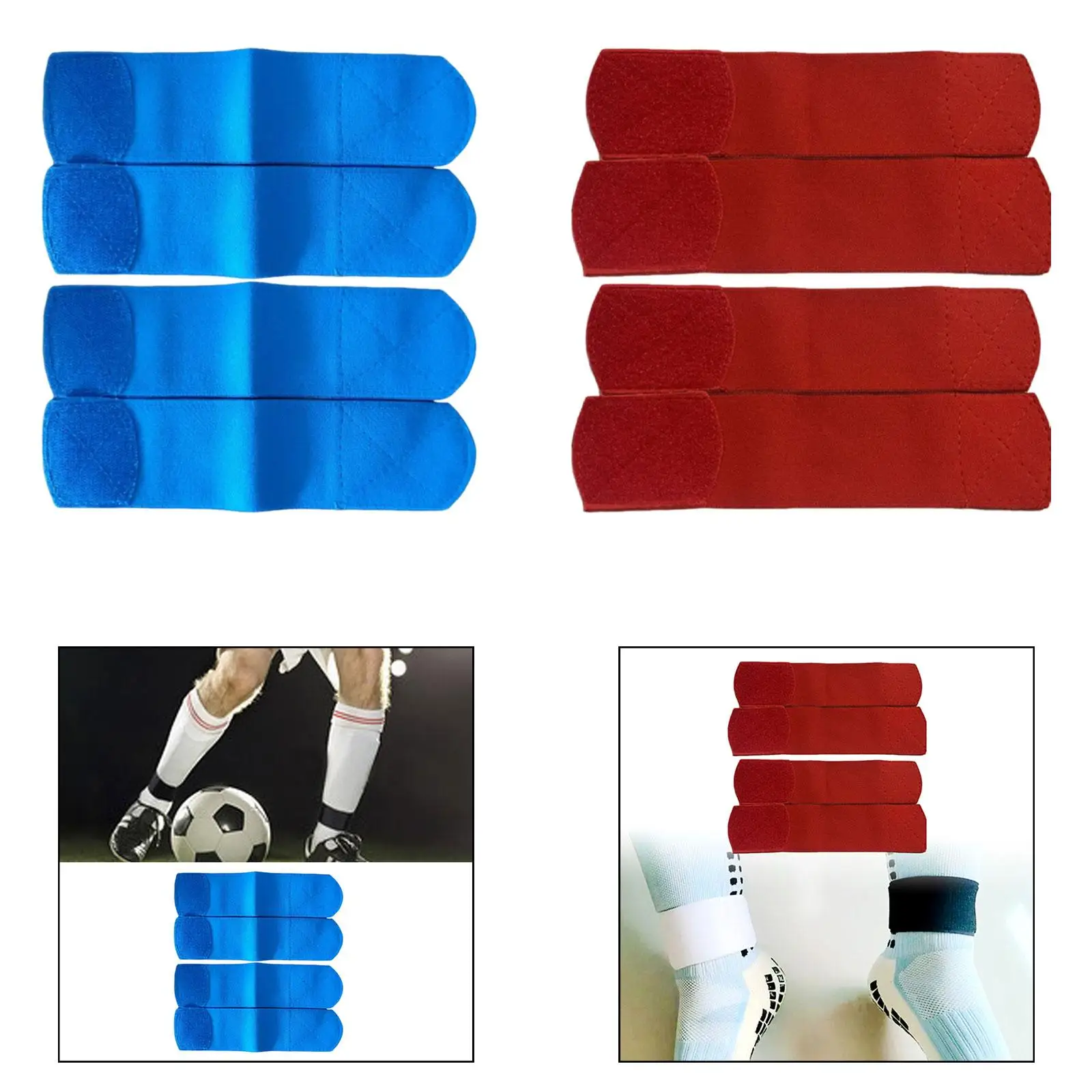 

4 Pieces Soccer Ankle Guard Strap Fixed Sleeve Adjustable Ankle Brace Wraps Shin Support Kit for Running Gym Hockey