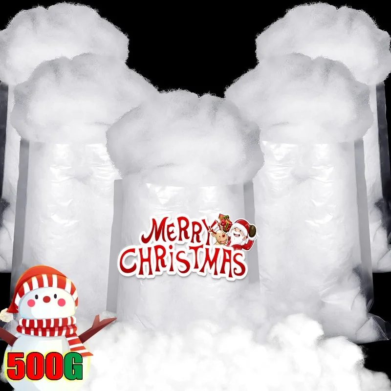 Cubierta de nieve Artificial de algodón, relleno de fibra esponjosa, adorno para árbol de Navidad, decoración del hogar, invierno, 20/500G