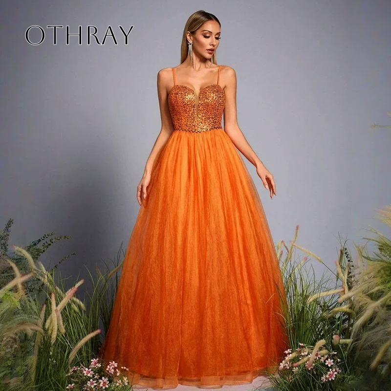 

Плиссированные тюлевые платья для выпускного вечера с пайетками, на тонких бретельках, без рукавов, А-силуэта, длиной в пол, на заказ