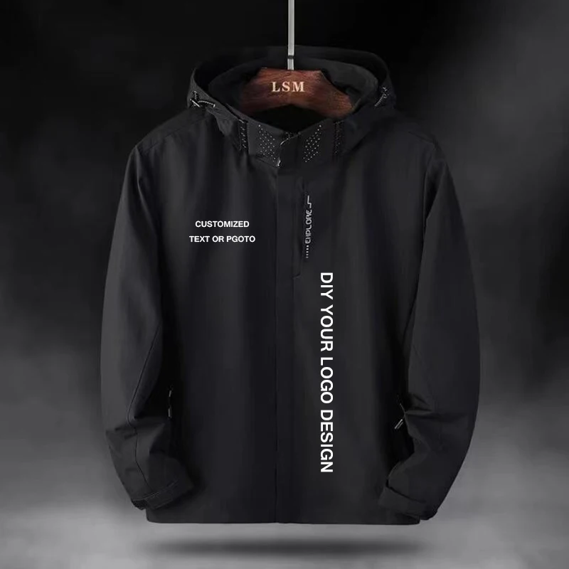 Otoño marca deportes al aire libre Rushsuit imprimir su logotipo chaqueta delgada Casual chaqueta delgada al aire libre con capucha para hombres y mujeres LS-6266