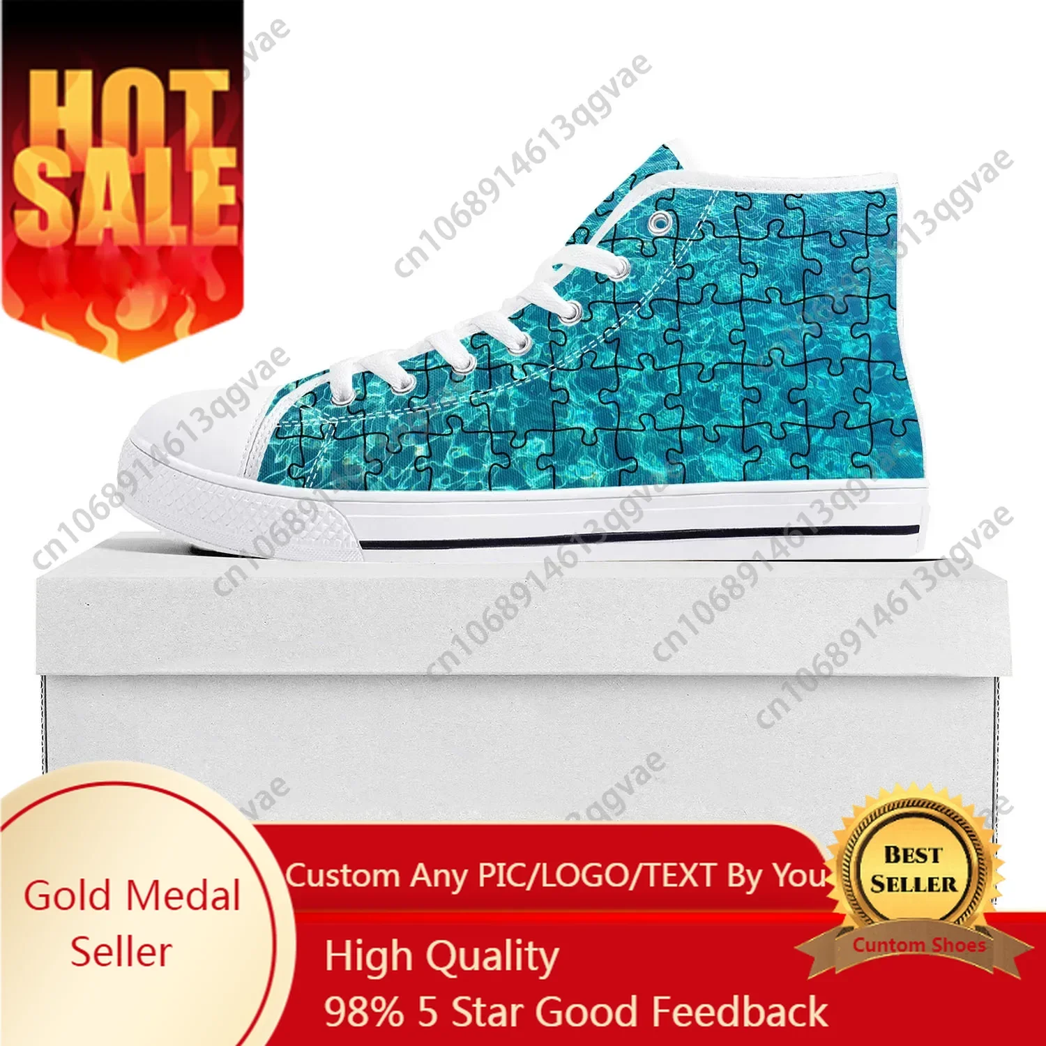 

Puzzle Printing Pop High Top High Quality Sneakers Mens Womens Teenager Canvas Sneaker Casual Couple Shoes Custom Shoe White
