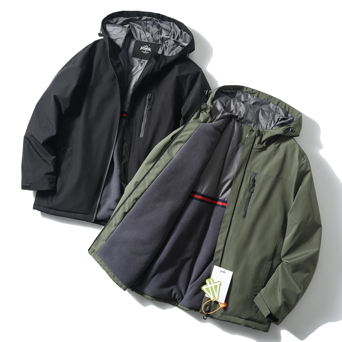 

Мужская хлопковая куртка с флисовой подкладкой и капюшоном, ветрозащитная, теплая, осенне-зимняя, для активного отдыха, водоотталкивающая, приталенного кроя, удлиненная