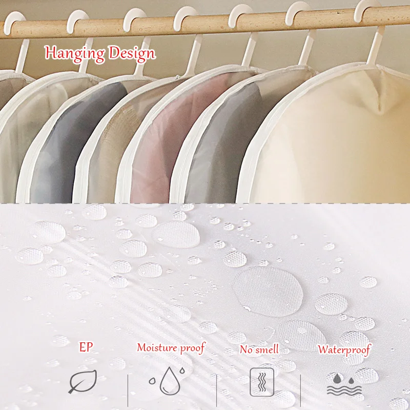 1Pcs Clear Side-open Clothes Storage Bag for Household Garment Jacket Shirt Coat Dust Moisture proof Protection Cover New