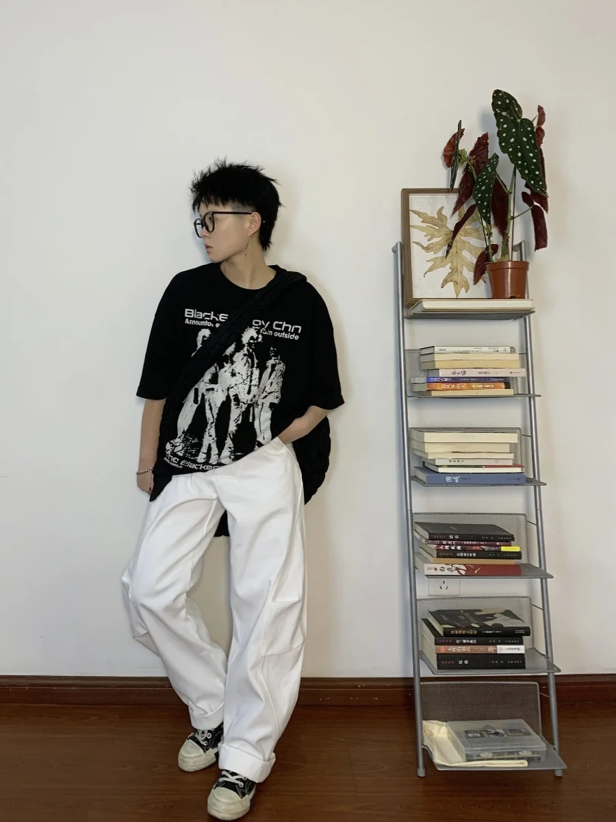 

Cleanfit American Retro Straight Leg Knife Pants Loose Casual ex Long Trousers Youthful Energy Sle All Seasons