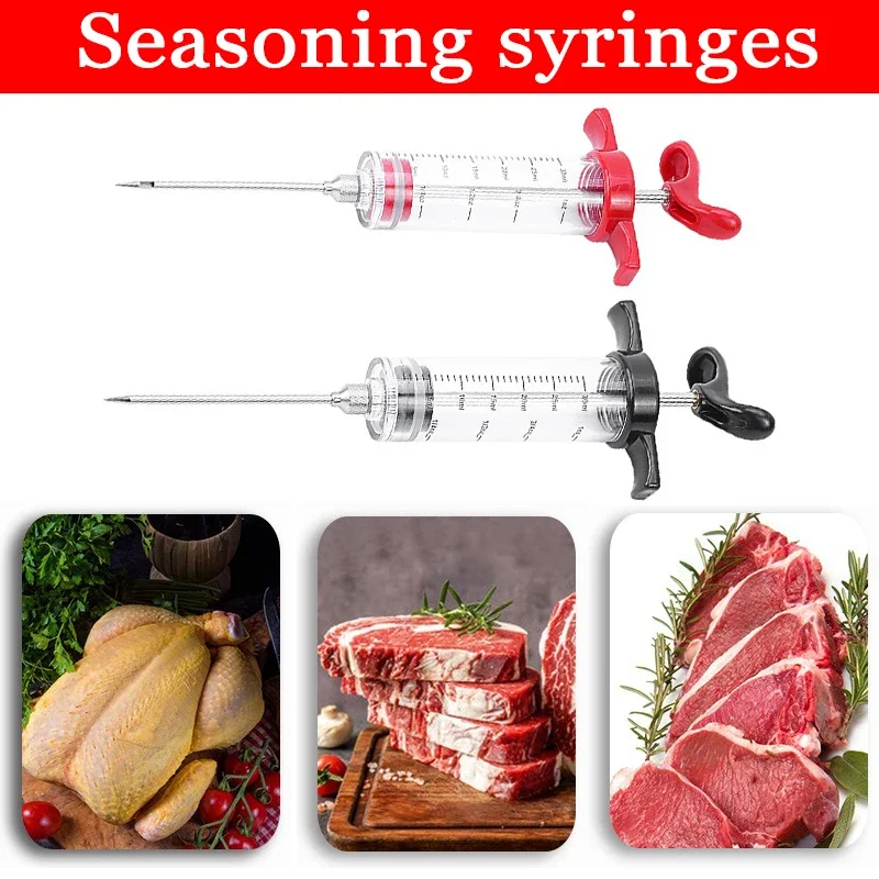 

Flavor Needle BBQ Meat Injector Spice Syringe Marinade Injectors Stainless steel Pork Steak Meat Sauces Syringes Kitchen Tools