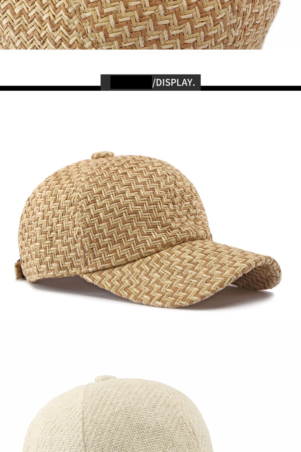 HT5124 Frühling Sommer Sonnenhut Kappe für Männer Frauen Atmungsaktive Stroh-Baseballkappe Unisex Verstellbare Modische 6-Panel Snapback-Kappe – Detail 4