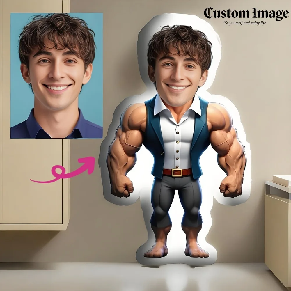 

Custom Muscle Photo Pillow, Funny Unique Gift, Suitable for Themed Party, Birthday Party and Home Decoration
