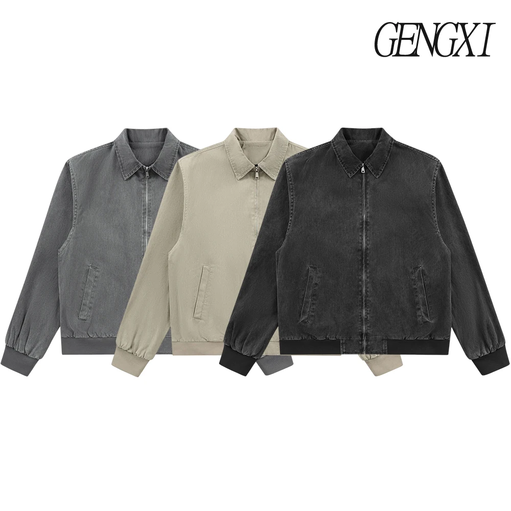 

New Men's Loose-Fit Denim Jacket American Vintage Washed and Distressed Lapel Jacket Clean Fit Casual Fashion Men's Clothing