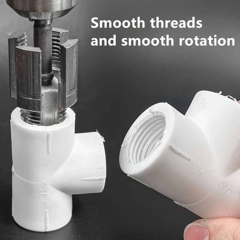 

3-Piece Heavy-Duty Alloy Pipe Threading Tool Set - 1/2", 3/4", 1" Male and Female Thread Dies, Drill-Compatible Plastic Pipe