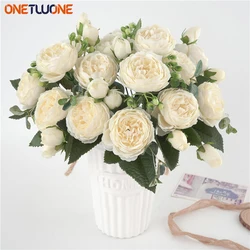 5 Big Heads/Bouquet Peonies Artificial Flowers Silk Peonies Bouquet 4 Bud Flowers Wedding Home Decoration Fake Peony Rose Flower