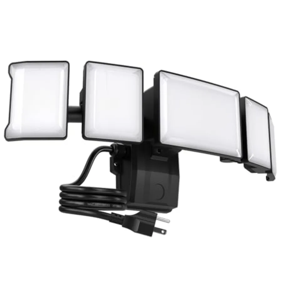 

130W Flood Lights Outdoor Plug in 13000LM LED Security Light 6500K Exterior Flood Lights with 5 Adjustable Heads IP65 Waterproo