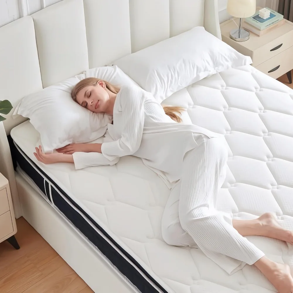 مرتبة مزدوجة 8 بوصة - إسفنج الذاكرة ومرتبة هجينة زنبركية مستقلة لراحة وفصل الحركة