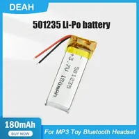 1-2PCS 501235 051235 180mAh 3.7V Lithium Polymer Rechargeable Battery For MP3 MP4 GPS Toy Voice Recorder Bluetooth Headset