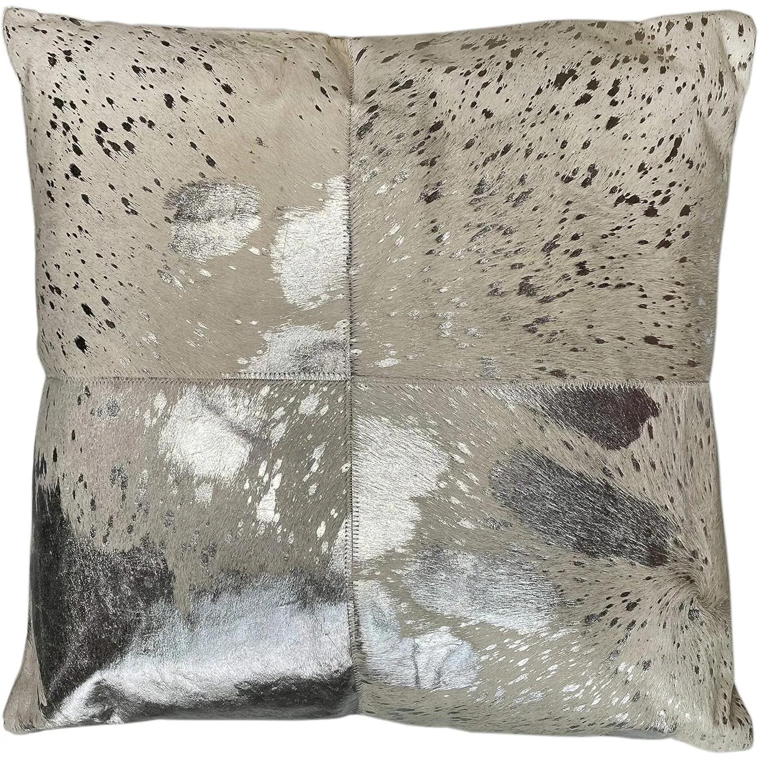 Dakota Grey Throw Pillow, Large, Cowhide Silver Foil