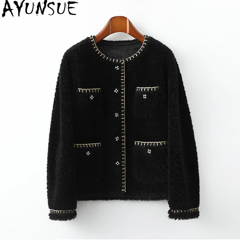 

AYUNSUE 100% Wool Jackets for Women 2023 Autumn Winter Elegant Sheep Shearing Jacket Korean Fashion Fur Coat Casaco Feminino