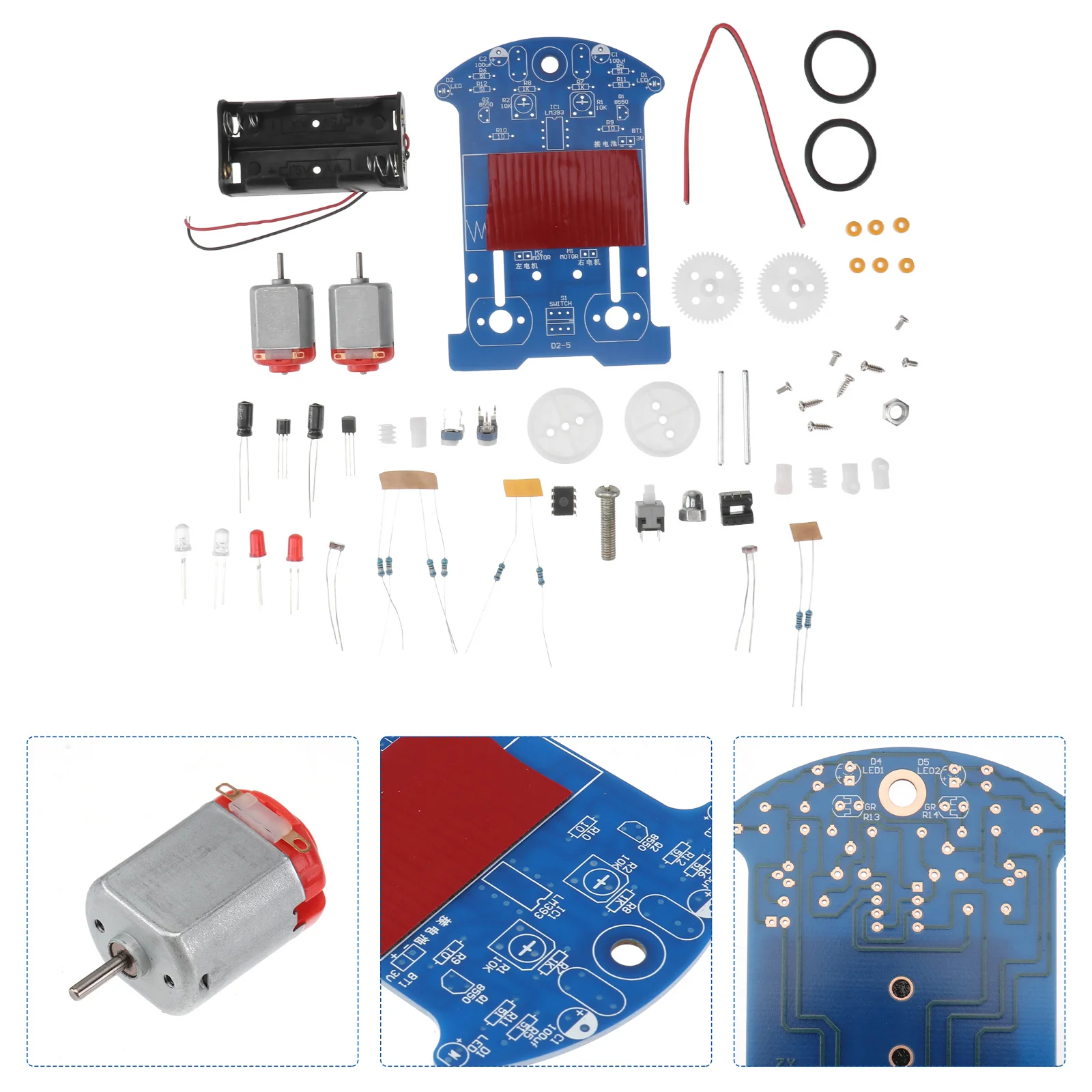 مجموعة واحدة من أدوات السيارة الروبوتية الذكية التي يمكنك صنعها بنفسك تجربة علمية مشروع لحام تعليمي للمبتدئين تتبع الخط الإلكتروني