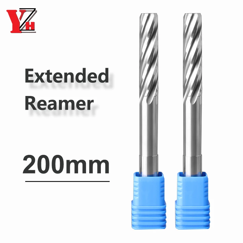 

YZH 200mm Carbide Machine Reamer Extended HRC50 Uncoated Spiral Groove Tolerance H7 Harened Steel Metal Cutter CNC Turning Hole