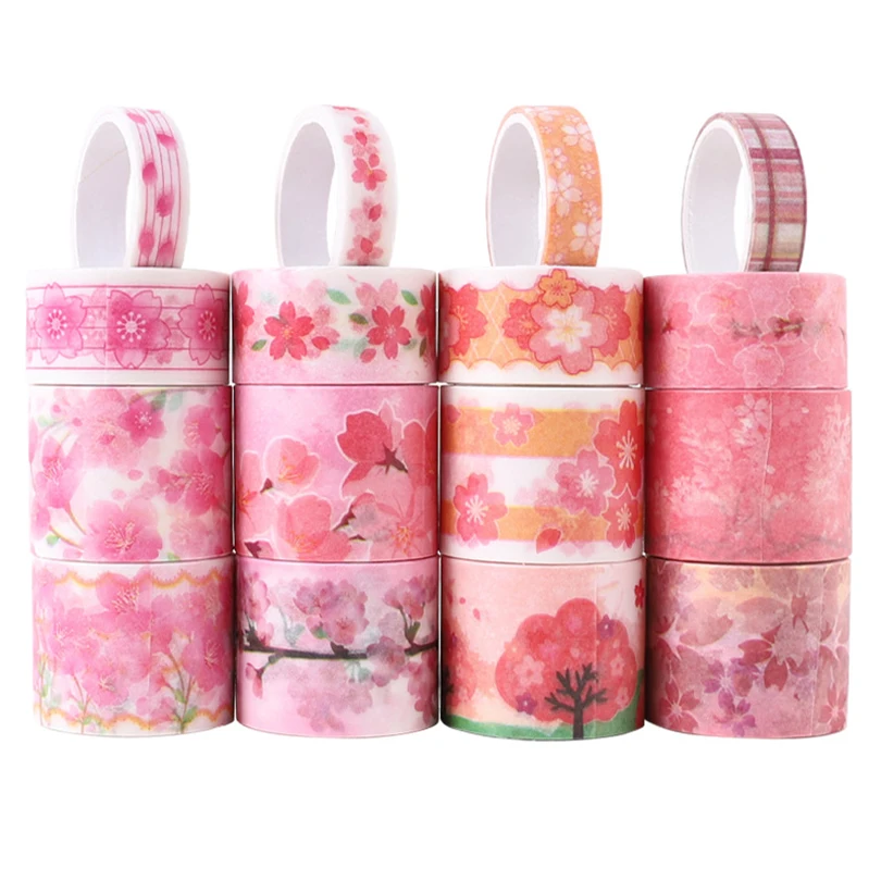 Imagem -02 - Fita Adesiva Decorativa de Mascaramento Sakura Washi Tape Scrapbooking Suprimentos Stationary Diário Decoração Material Escolar 16 Pcs