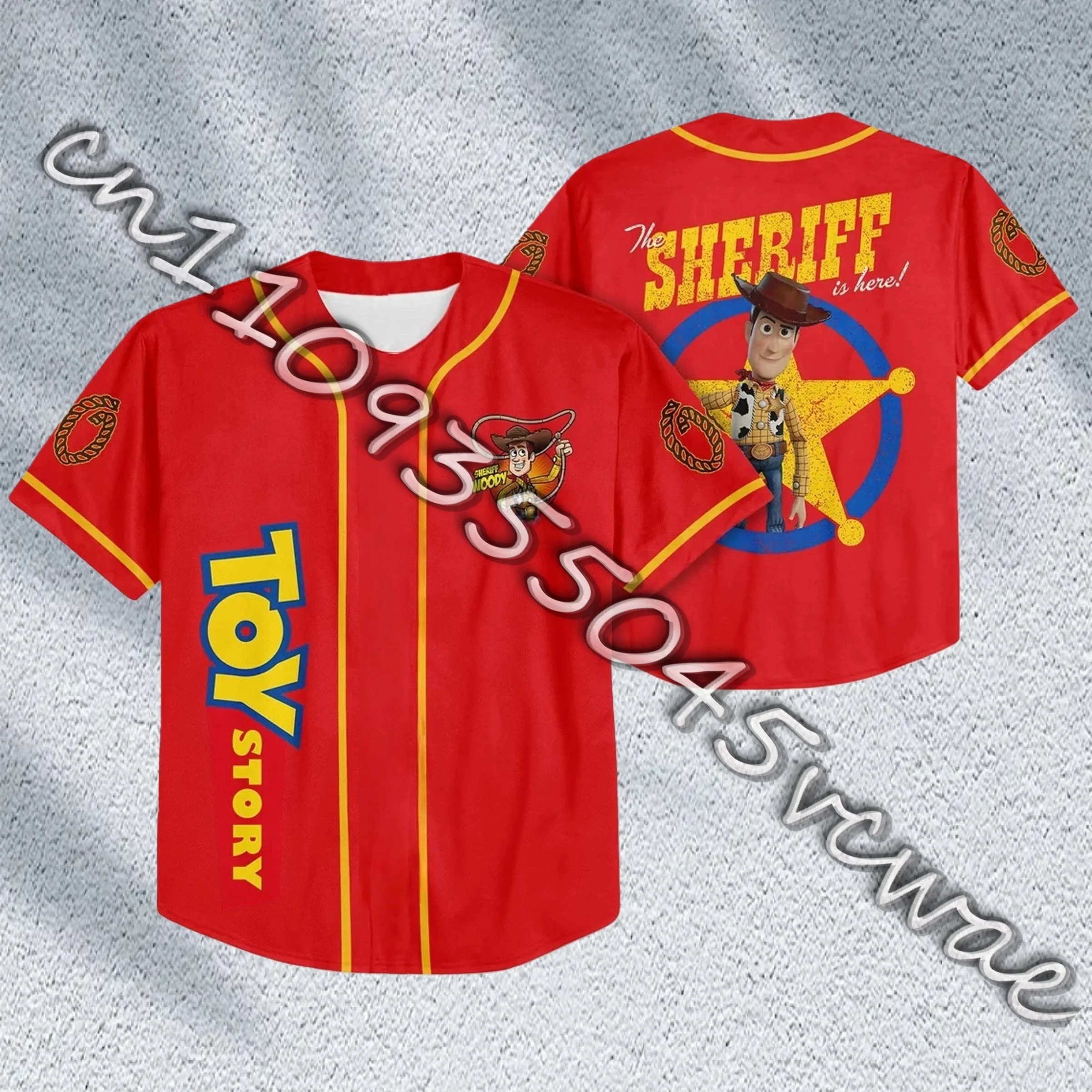 

Хит продаж 2026: Футболки с пуговицами «История игрушек» и бейсбольной символикой Disney, персонализированные, для мужчин и женщин, подарки для детей и взрослых