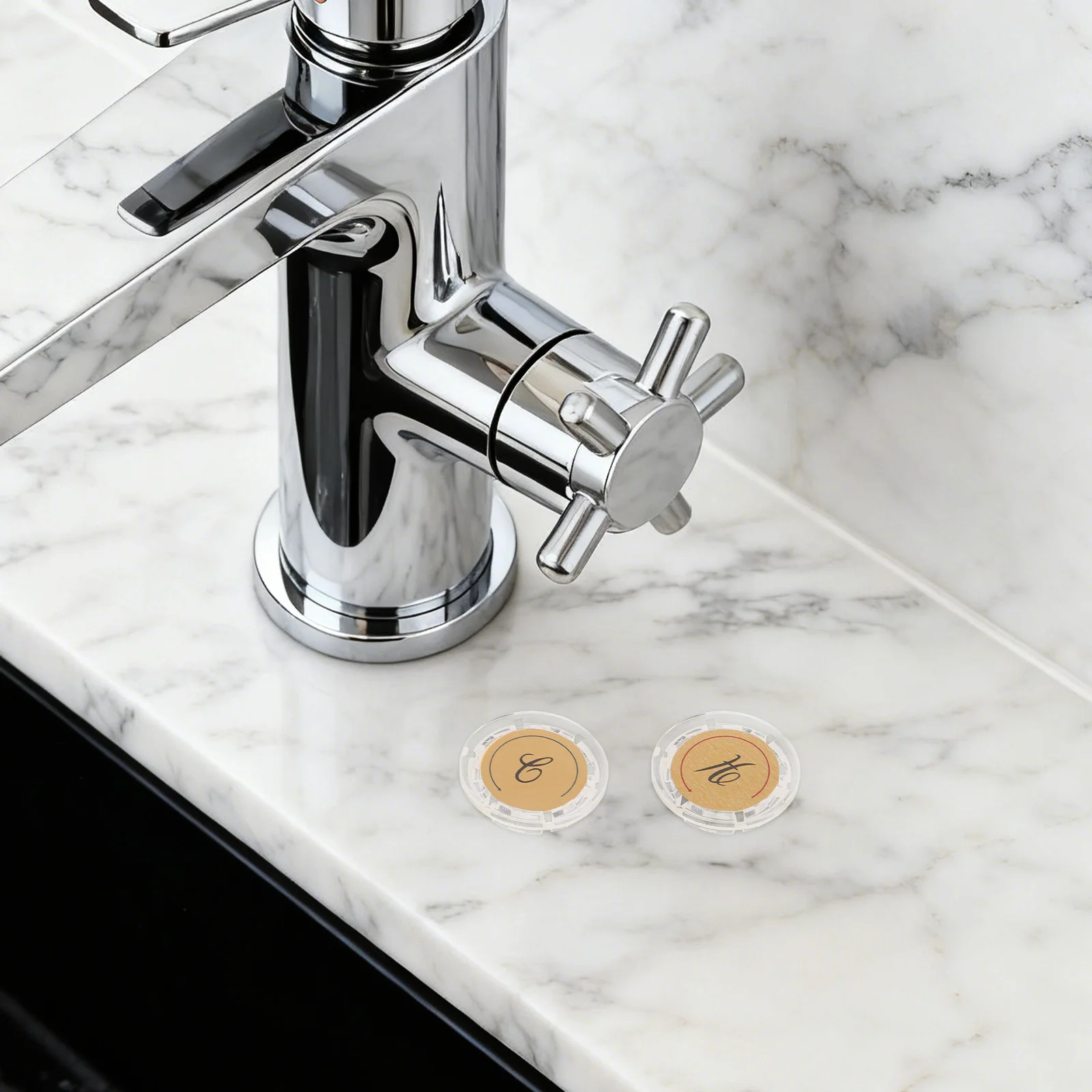 

4Pairs Hot Cold Indicator Set Universal Faucet Index Discs Easy Install Safety Enhanced for Tub Sink Shower Knob Covers