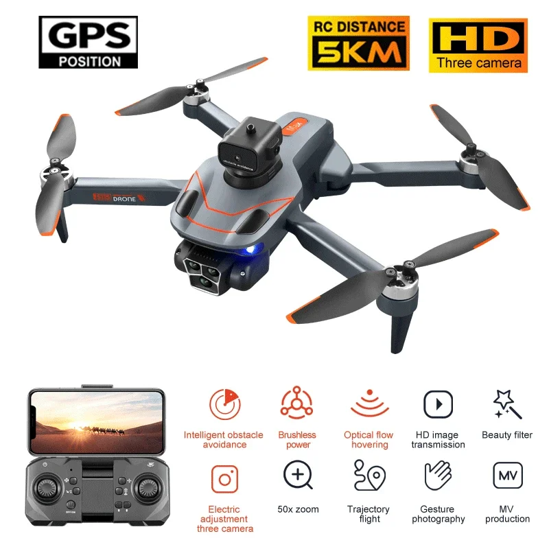 S115 Drone 8K HD Dual Lens Optical Flow Hover Photography Remote Control Aircraft Brushless Motor Foldable Quadcopter Boy Gifts