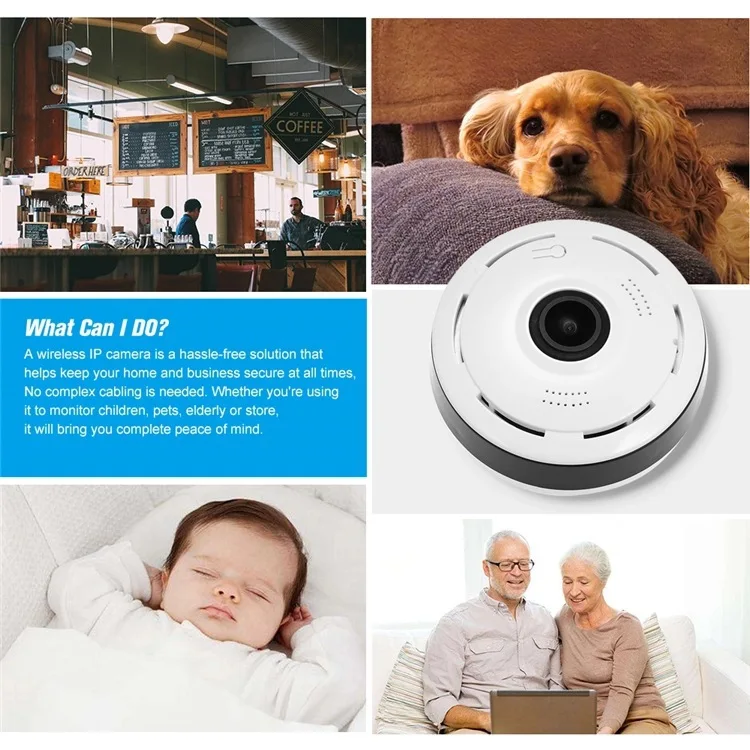 Telecamera panoramica Wifi 3MP 1296P Telecamera di sicurezza domestica intelligente Telecamera IP panoramica Fisheye 360 Telecamera di sorveglianza per visione notturna Espias