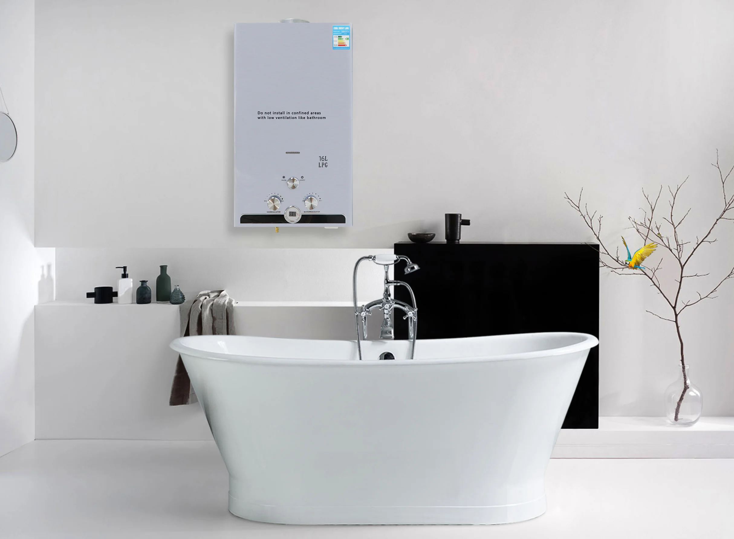 عملي 12L غاز البترول المسال/الغاز الطبيعي المحمولة الغاز سخان الماء الساخن كامب دش قافلة منزل غسل التخييم