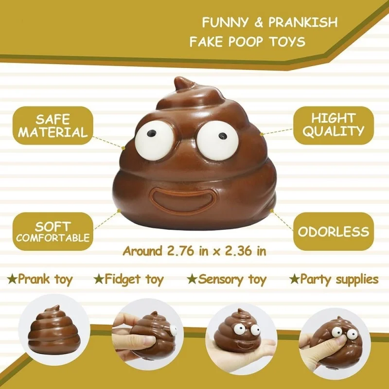 Cute Fidget Squeeze Poo Toy Stress Balls Stress Relief Sensory Funny Poop Shape Kids Adults Fidget Joke Prank Toy Party Favors - view 2