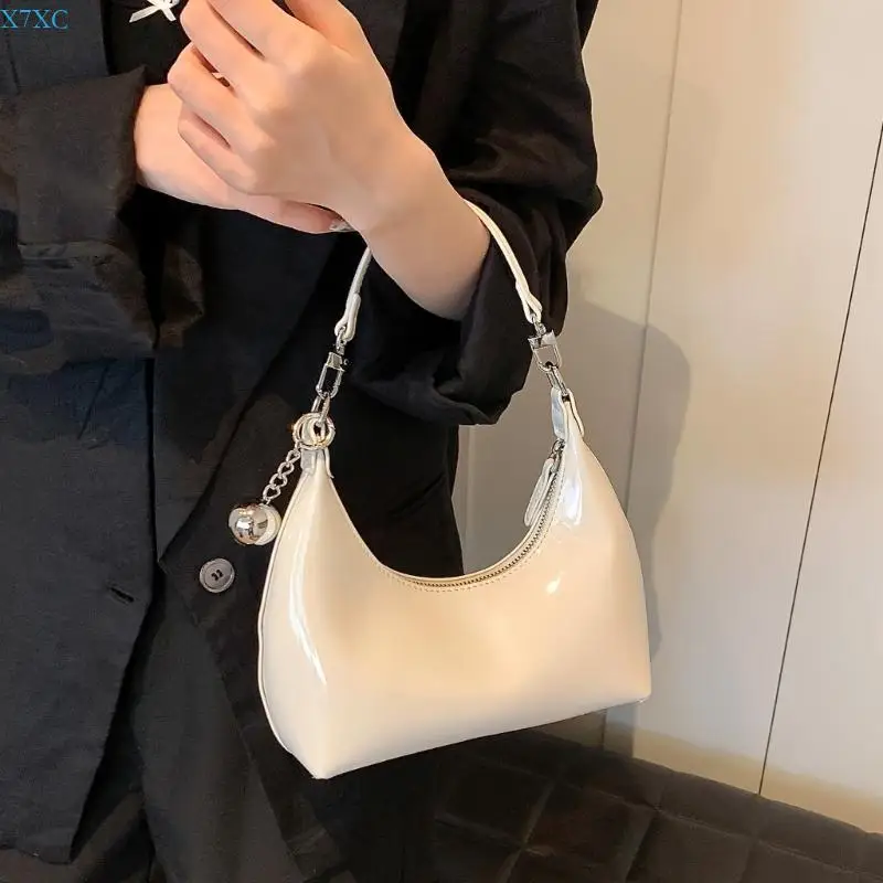 

X7XC Women Fashion Shoulder Bag Armpit Bag Aesthetic Handbag PU Leather Underarm Bag