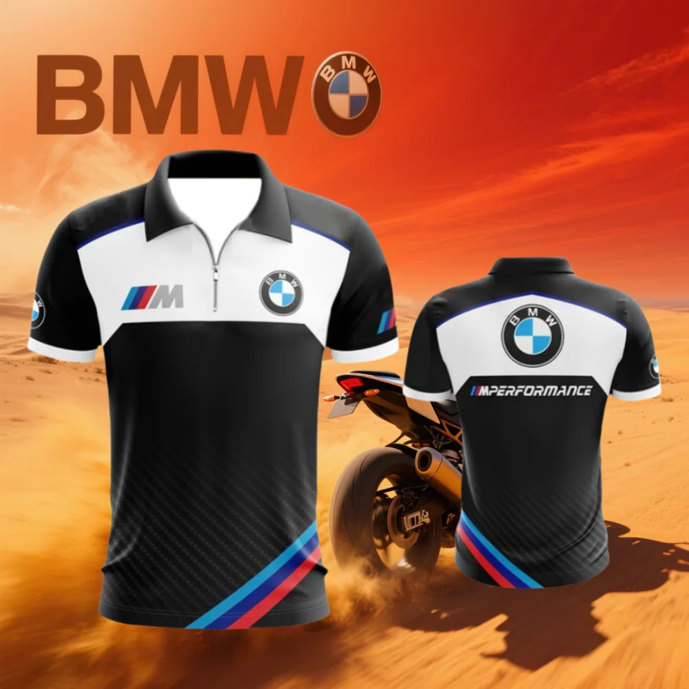

2025 Summer BMW Motorcycle Riding Suit Racing Suit Quick-Drying POLO Shirt Short Sleeve T-Shirt Men's Casual Breathable Fashion