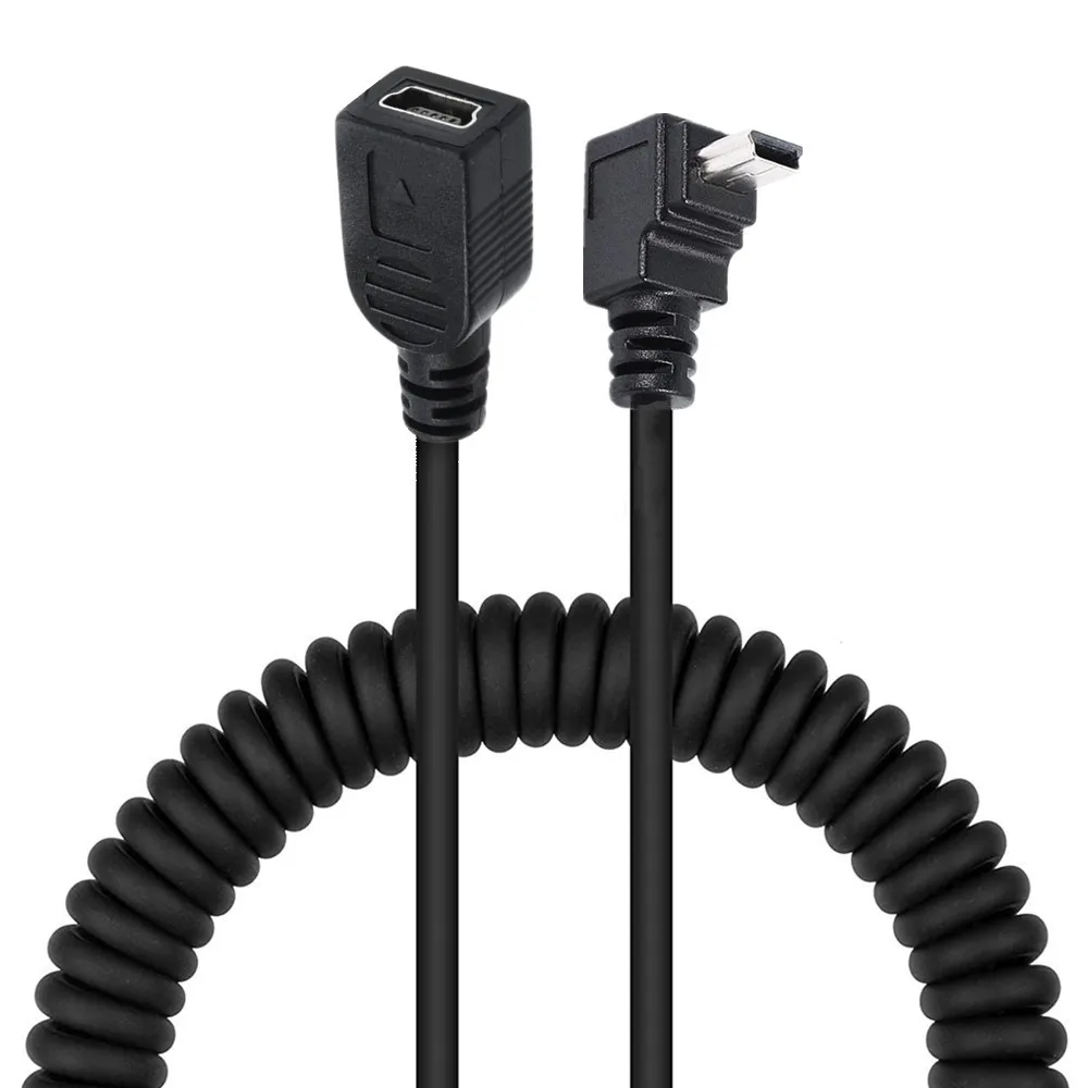 スパイラルコイル-ミニUSB5ピンメス-オスプラグアダプター,ハードディスクアダプター,デジタルカメラ,携帯電話データケーブル,1.5m