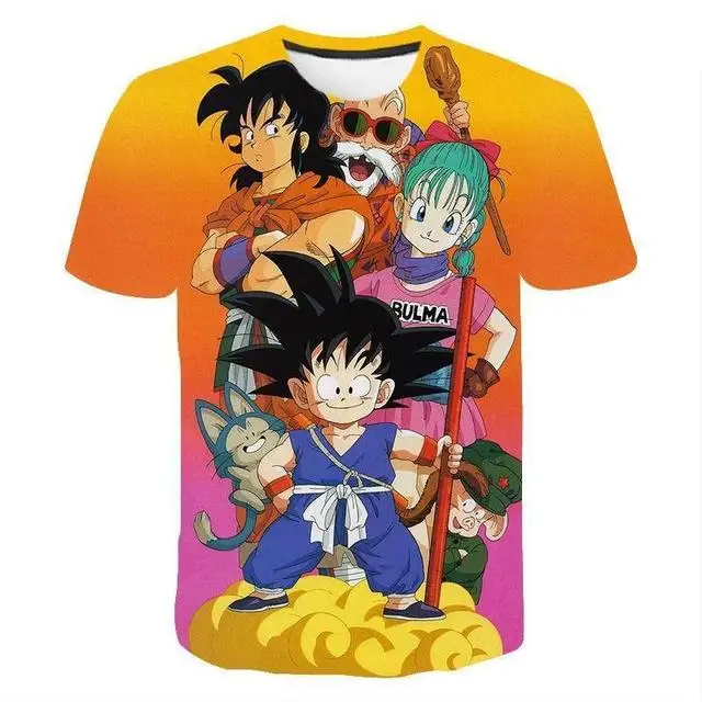 

2025 T Shirts Dragon Ball Z Children's Men Shirt Men's T-shirt Harajuku Style Trend Goku High Quality Clothing Anime Tops Cool